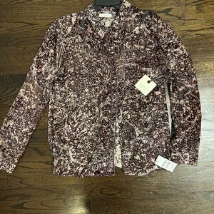 NWT Hinge Women’s Abstract Patterned Button-Up Blouse Size M